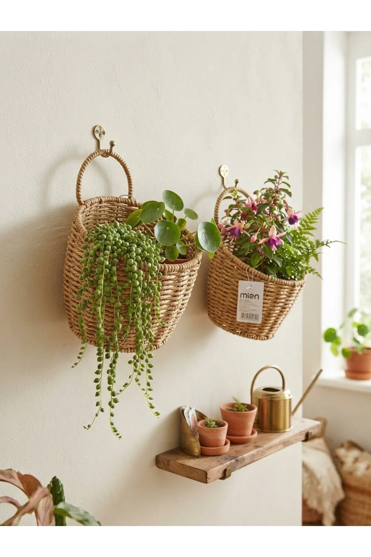 Mien 2'li Rattan Duvar ve Masa Sepeti – Doğal ve Çok Amaçlı Şıklık